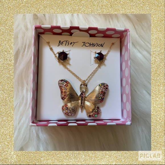 Betsey Johnson Jewelry - Betsey Johnson Butterfly Necklace and Earrings NWT